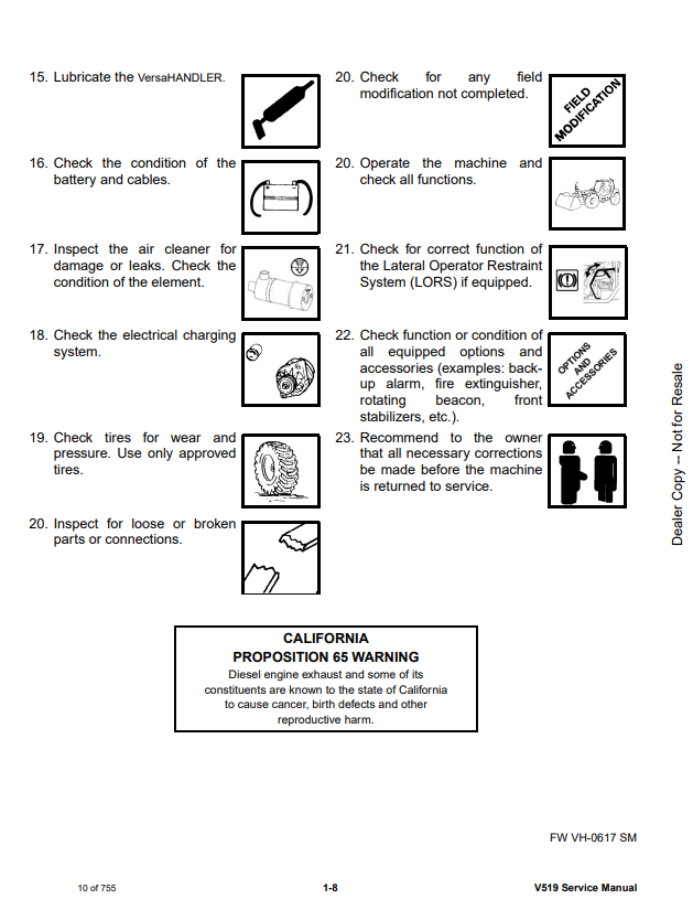 Manual de Reparación Portaherramienta Telescopico Bobcat V519