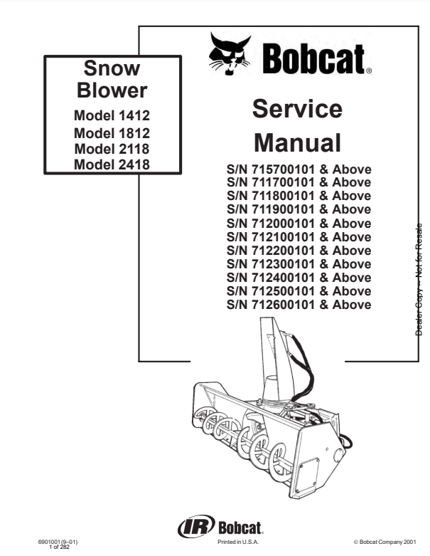 Manual de Reparación Quitanieves Bobcat
