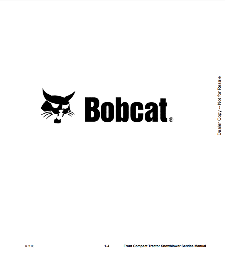 Manual de Reparación Quitanieves del Tractor Compacto Delantero Bobcat