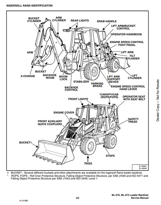 Manual de Reparación Retroexcavadora Bobcat - Ingersoll Rand BL570, BL575