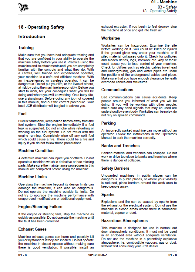 Manual de Reparación Retroexcavadora Sobre Orugas JCB 1CX, 1CXT