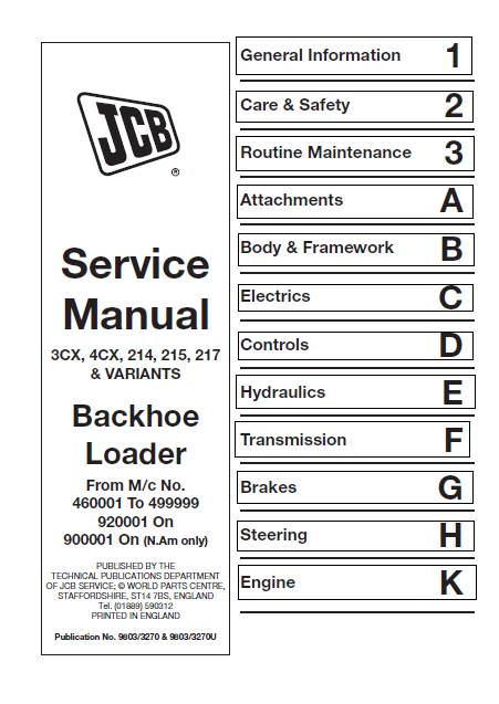 Manual de Servicios Retroexcavadora JCB 3CX, 4CX, 214, 215, 217 Y Variantes