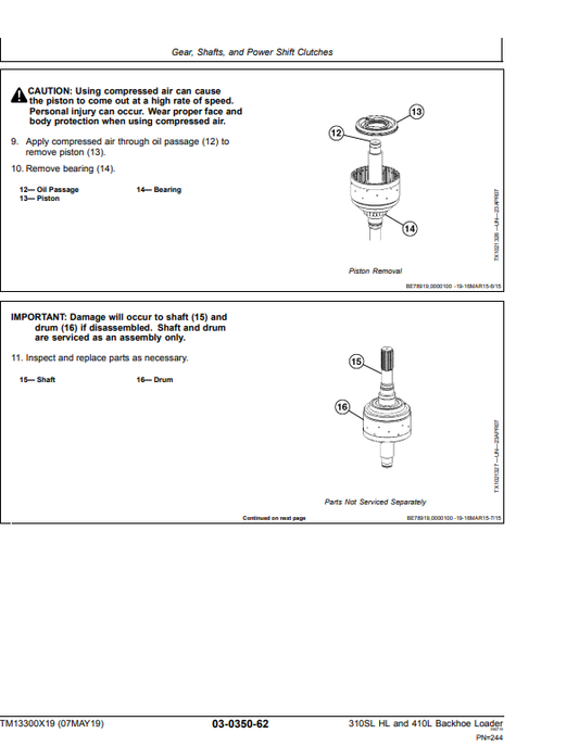 Manual de Reparación Retroexcavadora John Deere 310SL HL - 410L
