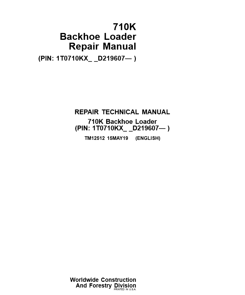 Manual de Reparación Retroexcavadora John Deere 710K