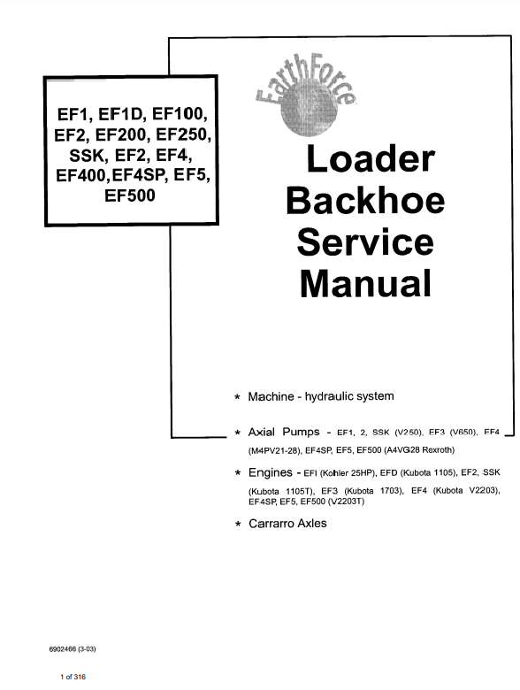 Manual de Reparación Retroexcavadoras Bobcat Earth Force Series