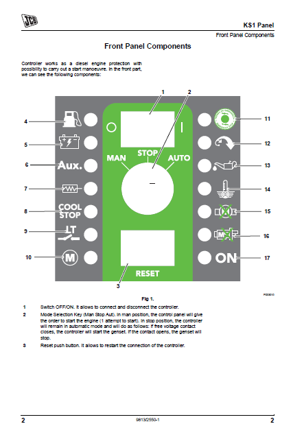 Manual de Reparación Servicio Panel de control del Generador JCB