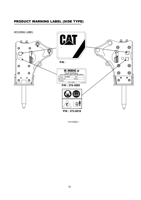 Manual de Reparación Servicio de Martillos Hidraúlicos Caterpillar H115GC, H115GCS