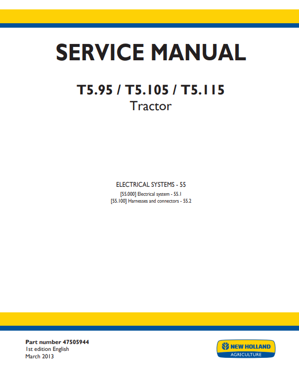 Manual de Reparación Sistema Eléctrico Tractor New Holland T5.95, T5.105, T5.115