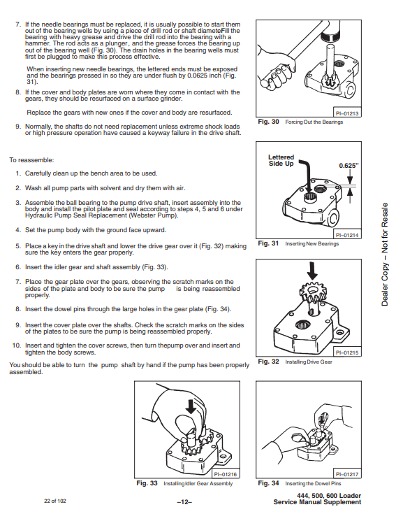 Manual de Reparación Suplemento Minicargador Bobcat Suplemento 444 500 600