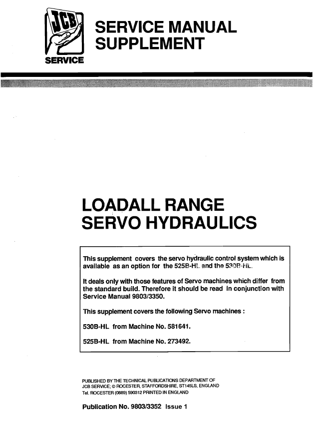 Manual de Reparación Telehandler JCB 525B HL, 530B HL