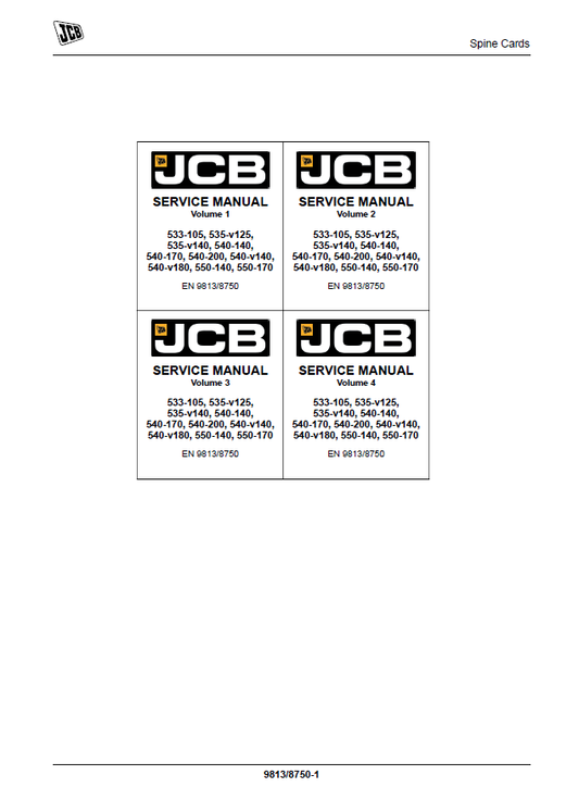 Manual de Reparación Telehandler JCB 533-105, 535-v125, 535-v140,540-140, 540-170, 540-200, 540-v140,540-v180, 550-140, 550-170