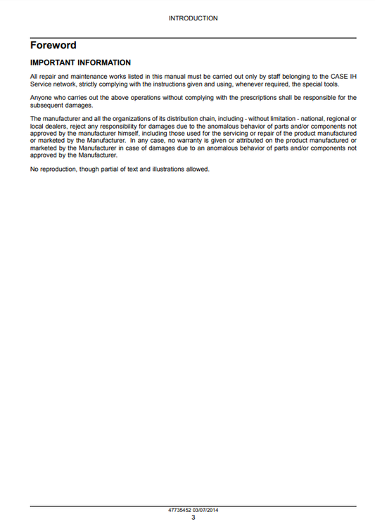 Manual de Reparación Tractor Case 95U Pro, 105U Pro, 115U Pro