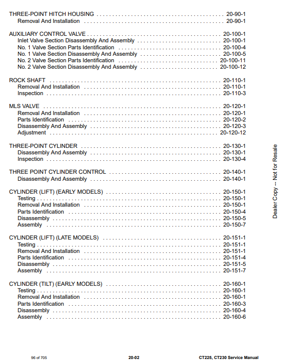 Manual de Reparación Tractor Compacto Bobcat CT225, CT230