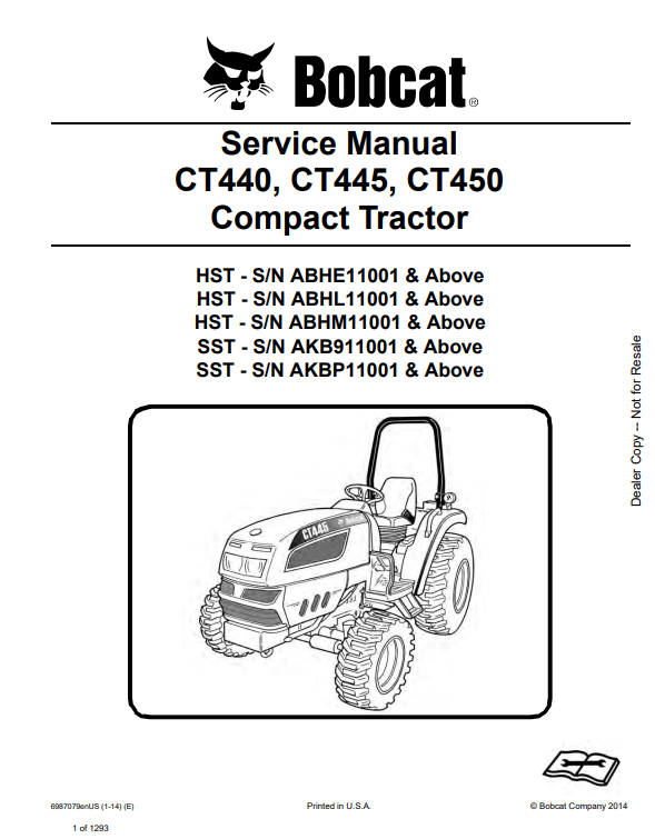 Manual de Reparación Tractores Bobcat CT440, CT445, CT450