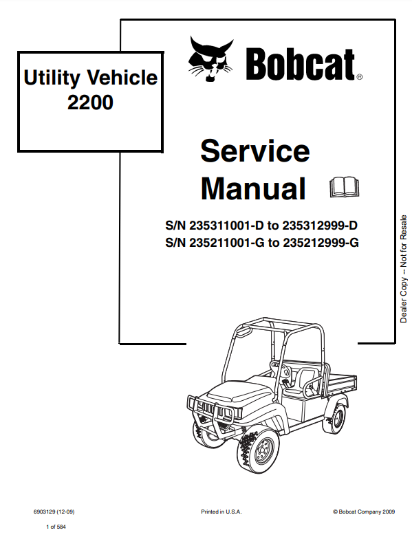 Manual de Reparación Vehiculo Utilitario Bobcat 2200