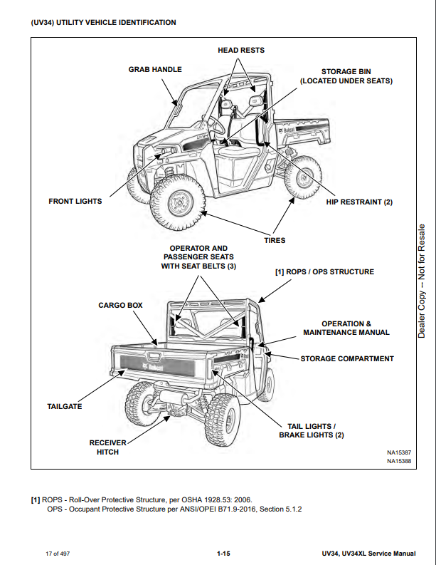 Manual de Reparación Vehiculo Utilitario (carro de golf) Bobcat UV34, UV34XL