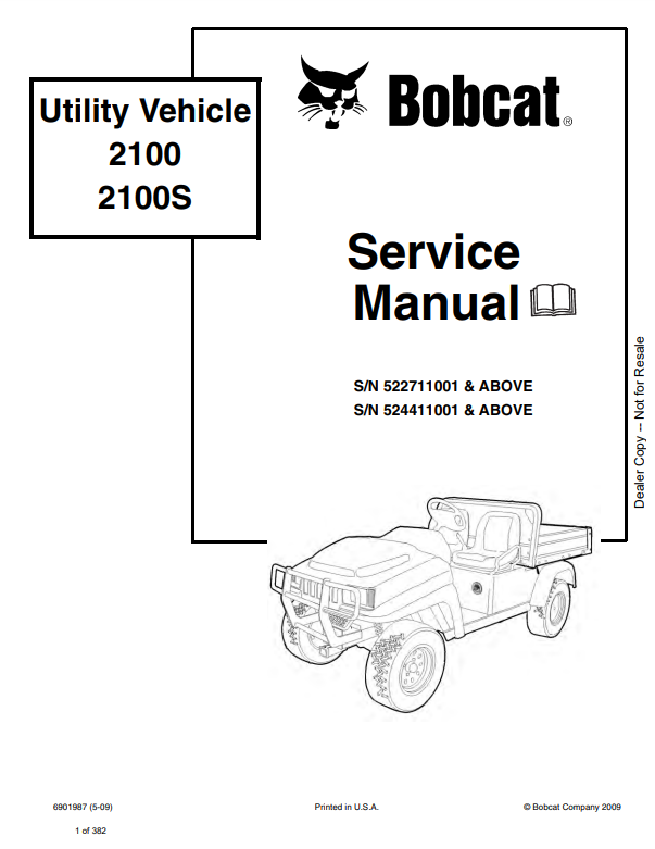 Manual de Reparación Vehiculos Utilitarios Bobcat 2100, 2100S