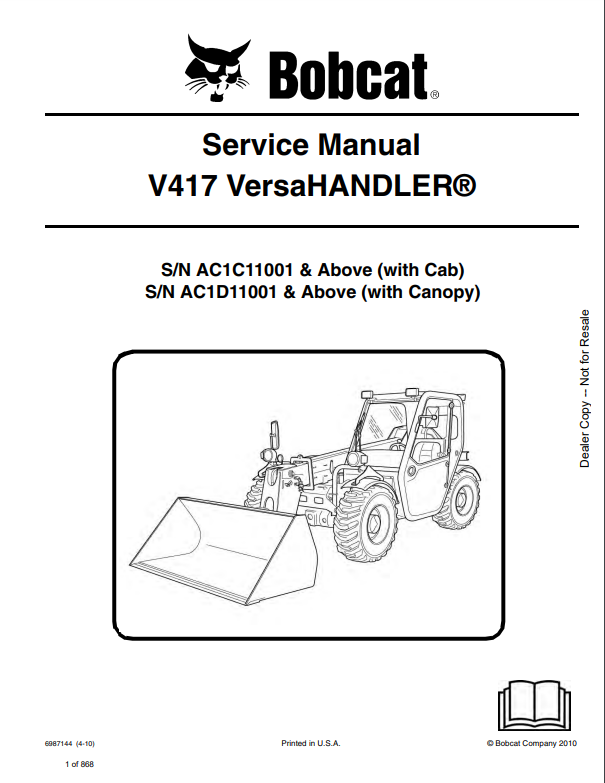 Manual de Reparación Versahandler Bobcat 417