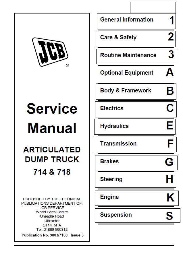Manual de Reparación Volqueta Articulada JCB 714 y 718