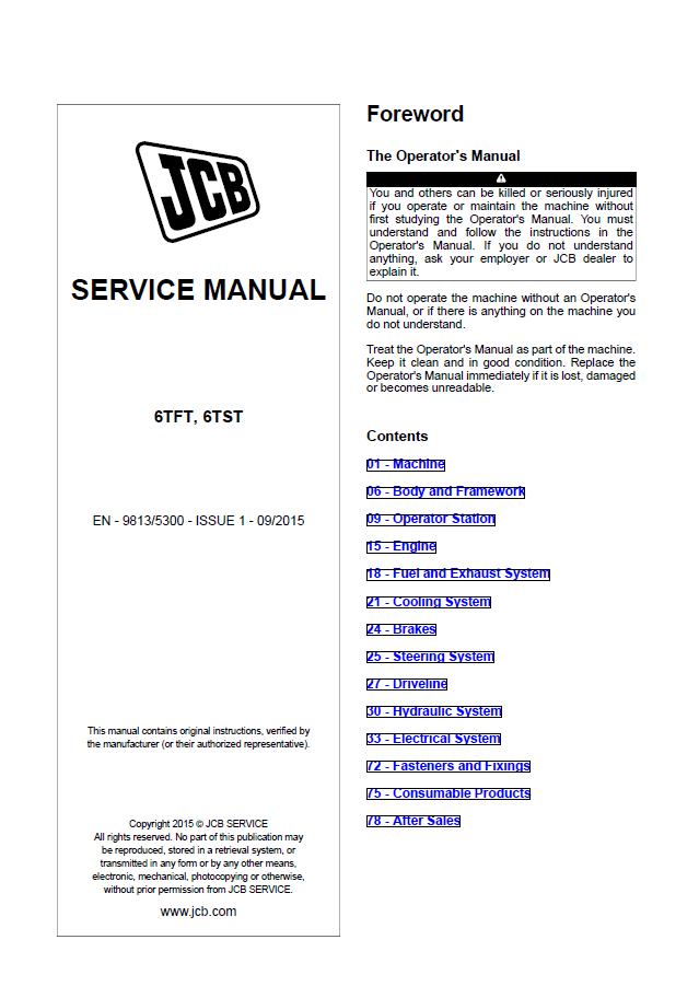 Manual de Reparación Volqueta JCB 6TFT, 6TST