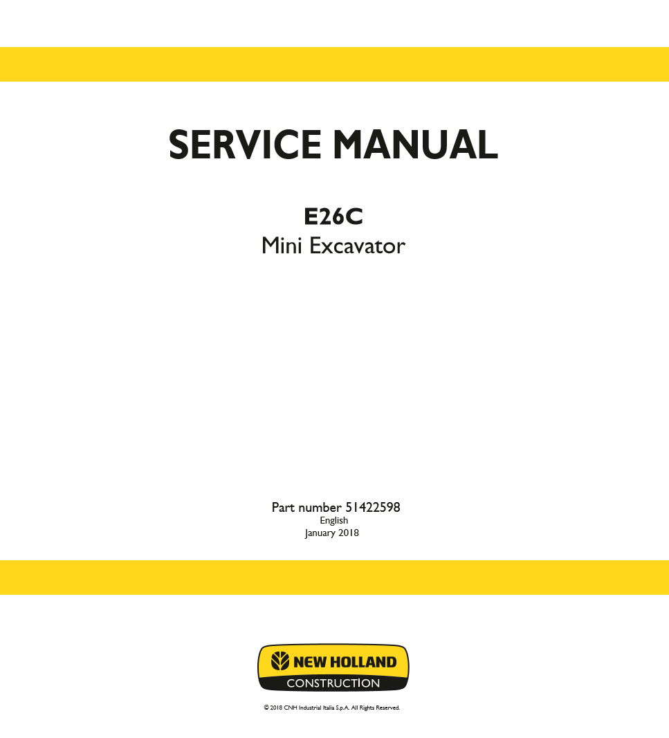 Manual de Servicio Mini Excavadora New Holland E26C