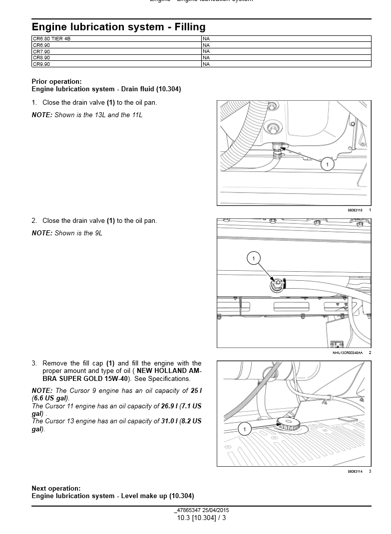 Manual de Servicios Cosechadora New Holand CR6.80, CR6.90, CR7.90, CR8.90, CR9.90 Tier 4B (final)