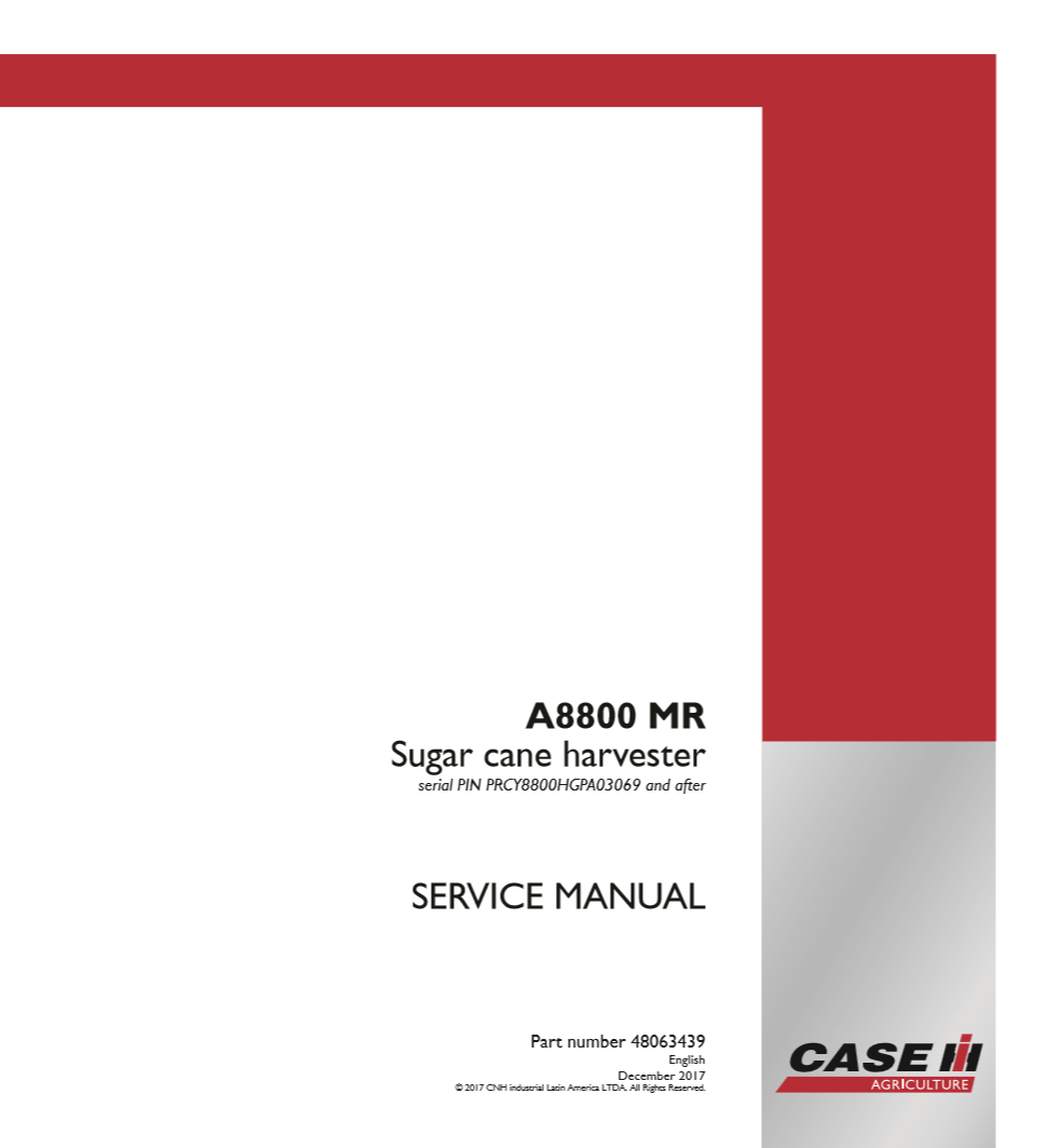 Manual de Servicios Cosechadora de Caña de Azúcar Case A8800 MR