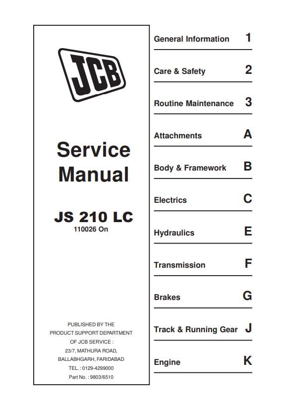 Manual de Servicios Excavadora JCB JS 210LC