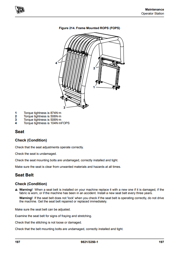 Manual de Servicios Excavadora JCB JS370 Tier 2 Motor Dieselmax