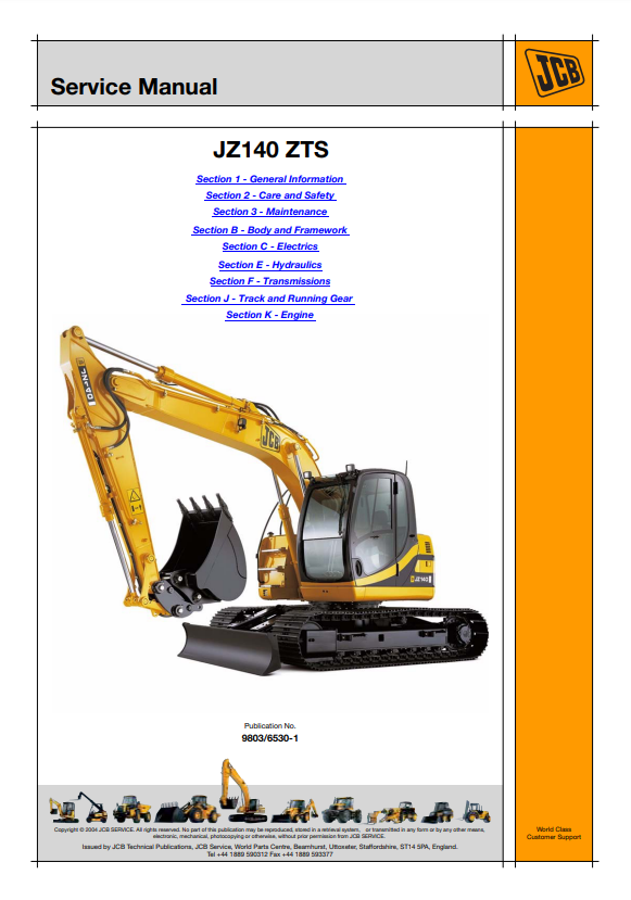 Manual de Servicios Excavadora JCB JZ140 ZTS