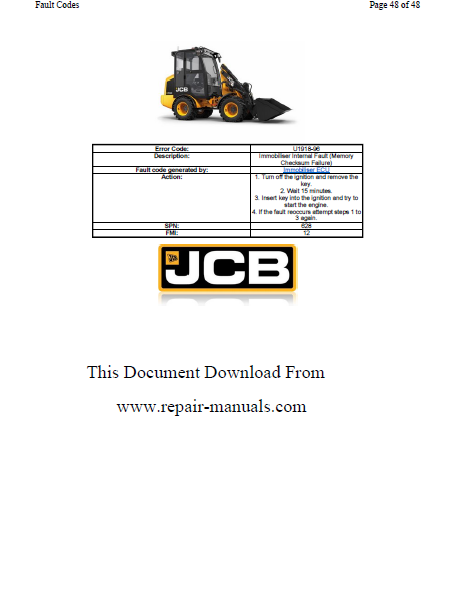 Manual de Servicios Lista de Codigos de Falla y Explicación Cargador JCB 403PLUs