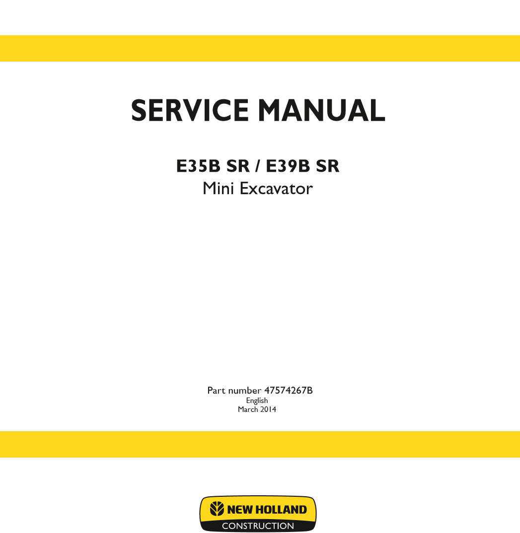 Manual de Servicios Mini Excavadora New Holland E35B SR, E39B SR