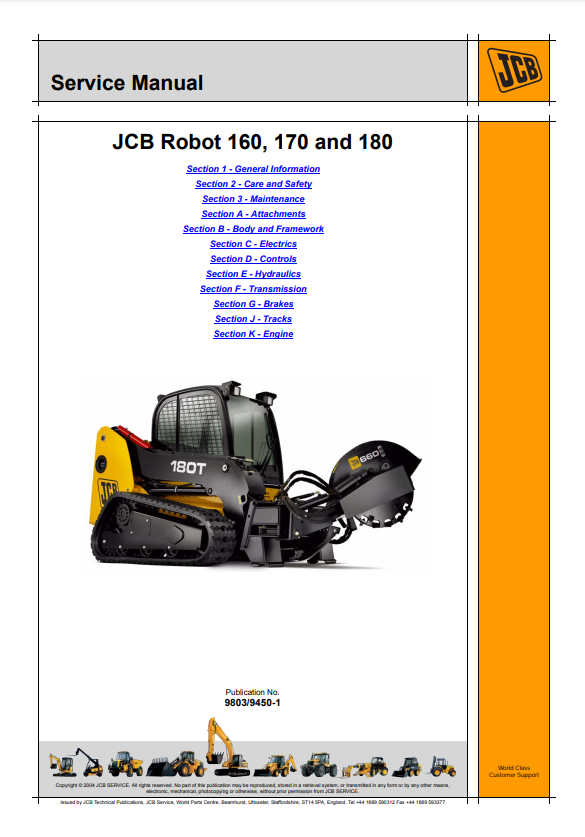 Manual de Servicios Minicargador JCB Robot 160, 170 y 180