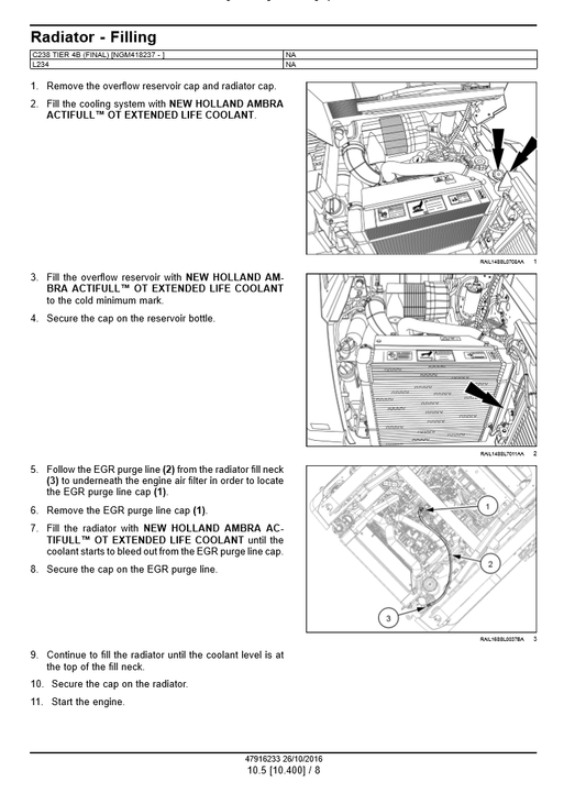 Manual de Servicios Minicargador New Holland L234 Tier 4B (final) 200 Series Skid Steer Loader, C238 Tier 4B (final) 200 Series