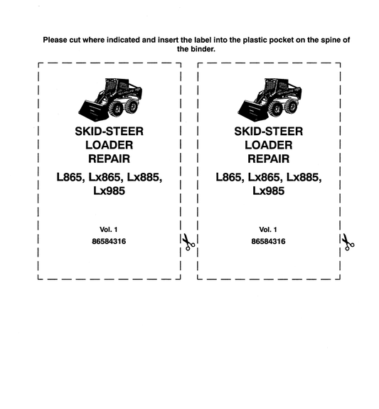 Manual de Servicios Minicargador New Hoolland L865, LX865, LX885, LX985