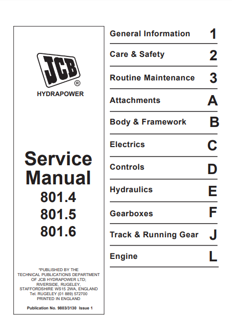 Manual de Servicios Miniexcavadora JCB 801.4 801.5 801.6
