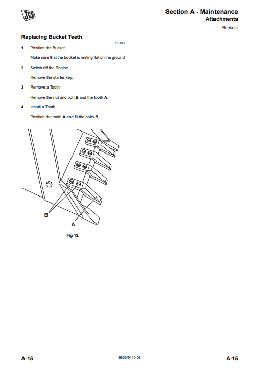 Manual de Servicios Miniexcavadora JCB 8025ZTS, 8026CTS, JS30, 8029CTS, 8030ZTS, 8035ZTS