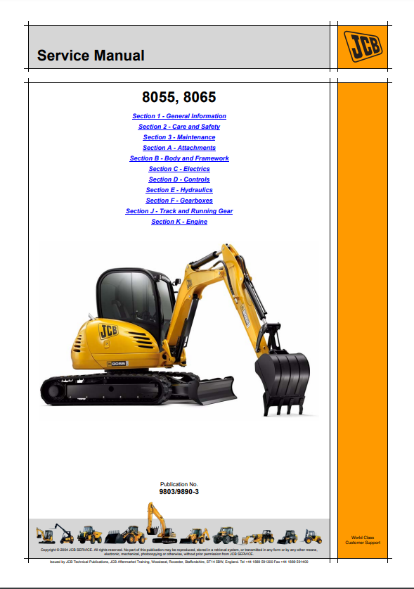 Manual de Servicios Miniexcavadora JCB 8055, 8065