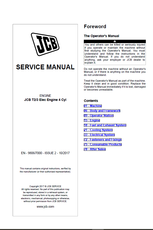 Manual de Servicios Motor Eléctrico JCB T2-3 4 Cilindros