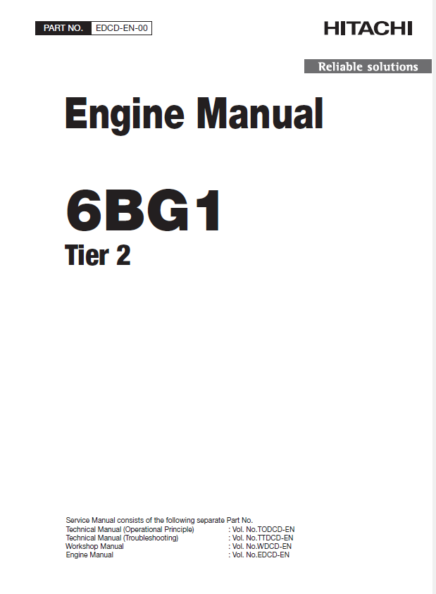 Manual de Servicios Motor Isuzu 6BG1 Relaciónado con Productos Hitachi