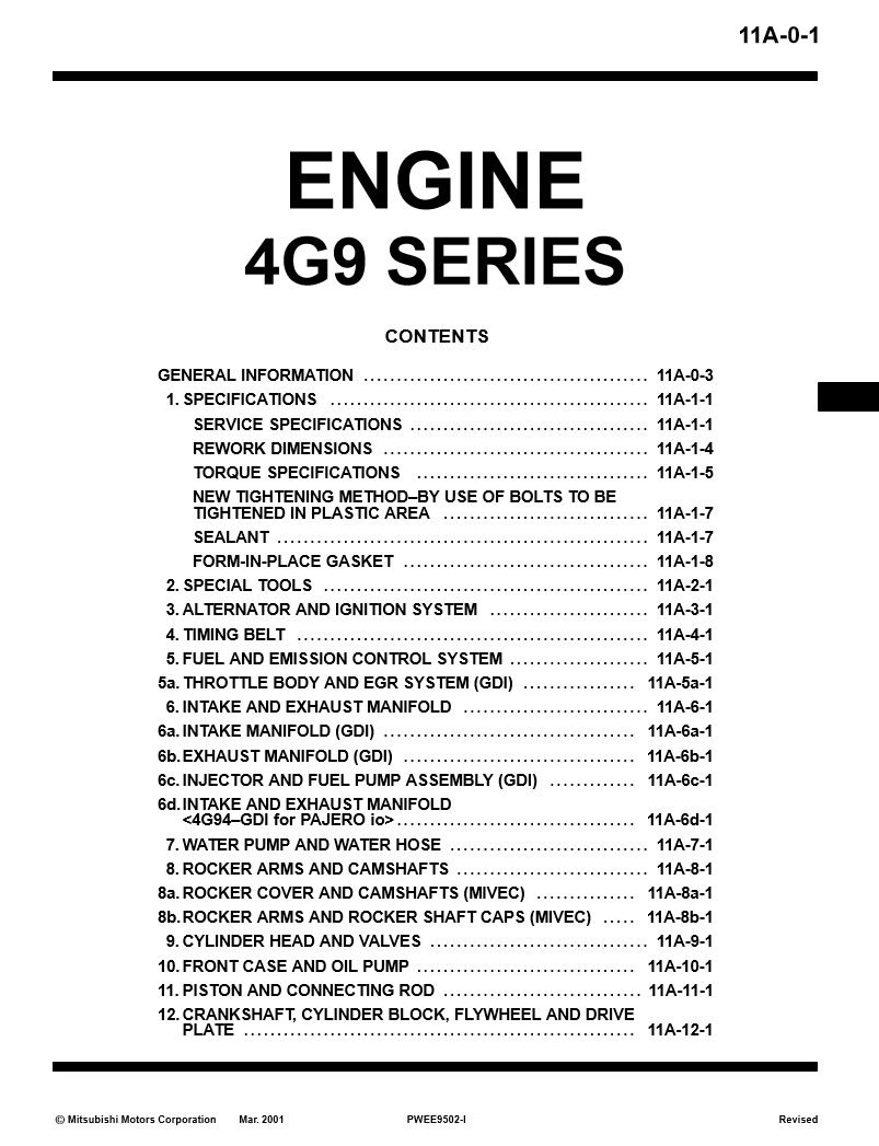 Manual de Servicios Motor Mitsubishi 4G9 Series