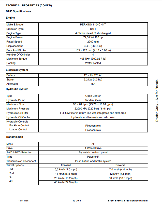Manual de Servicios Retroexcavadora Bobcat B730, B750 & B780