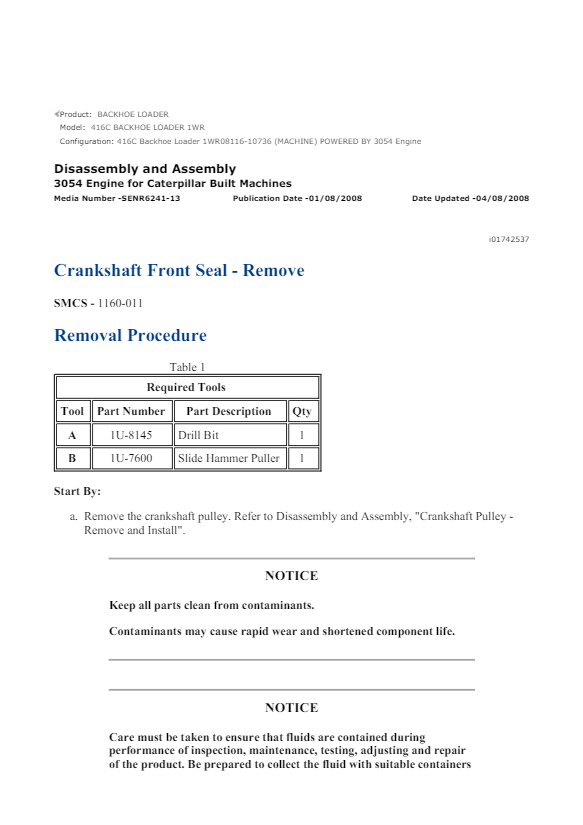 Manual de Servicios Retroexcavadora Caterpillar 416C