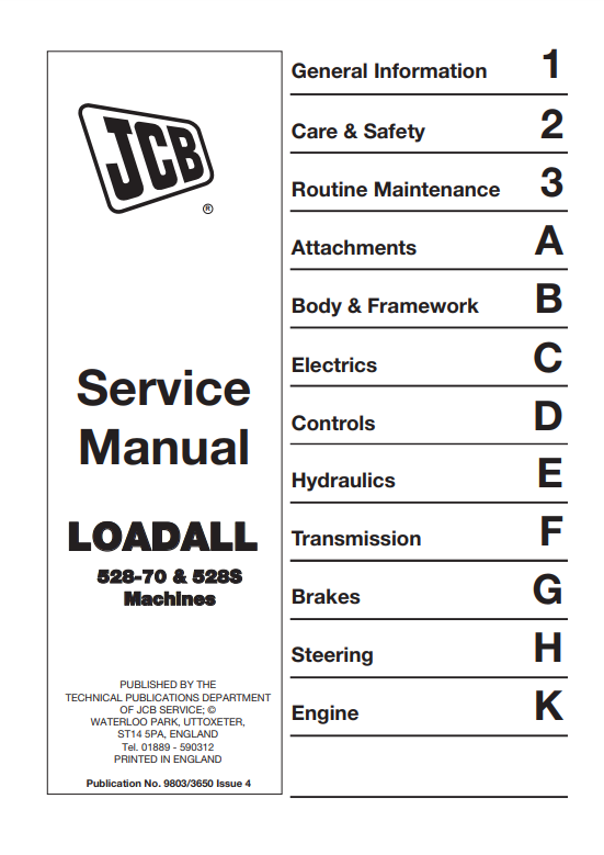 Manual de Servicios Telehandler JCB 528-70, 528S