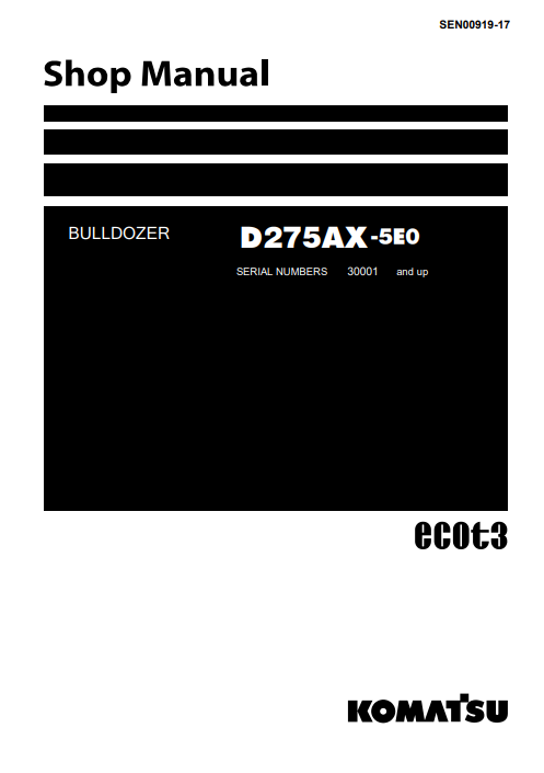 Manual de Taller Bulldozer Komatsu D275AX-5 Japón TIER3 SN 30001-UP