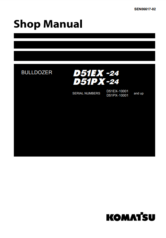 Manual de Taller Bulldozer Komatsu D51EX-24 , D51PX-24 Japan Bulldozer S.N 10001- y arriba