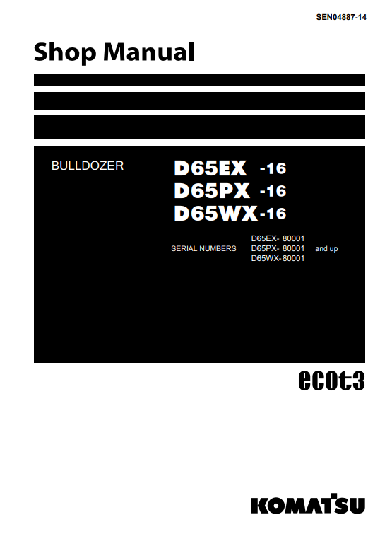 Manual de Taller Bulldozer Komatsu D65EX-16, D65PX-16, D65WX-16 S.N 80001-UP