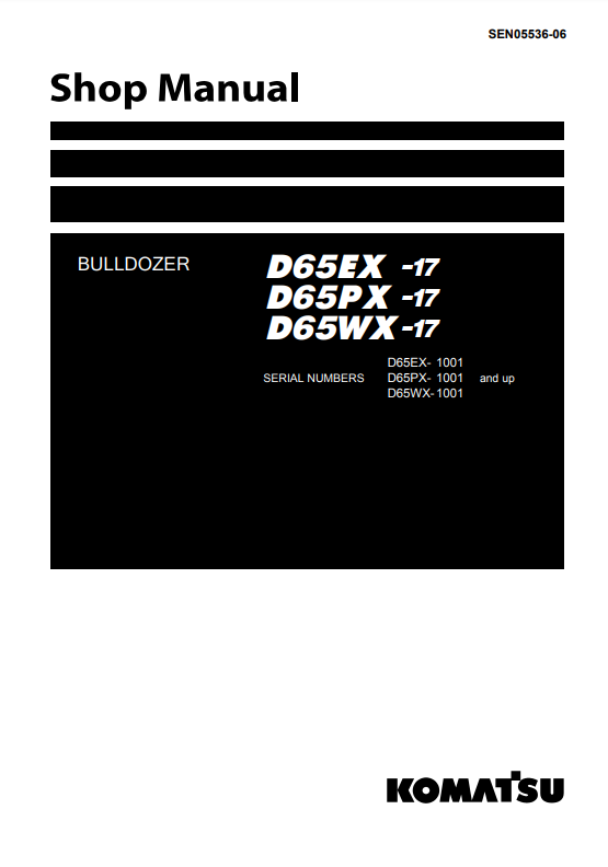 Manual de Taller Bulldozer Komatsu D65EX-17, D65PX-17, D65WX-17 S.N 1001-UP