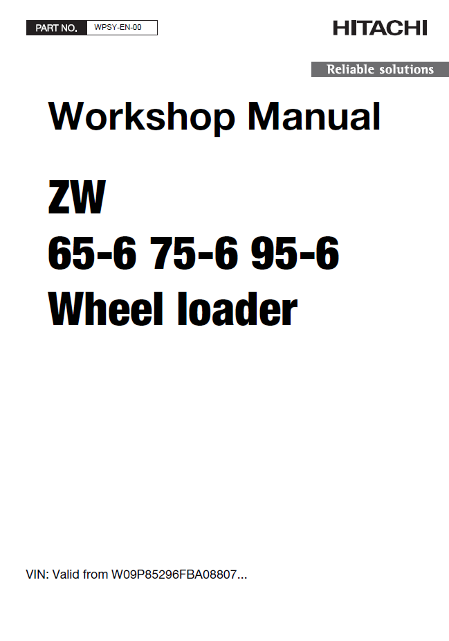 Manual de Taller Cargador Hitachi ZW65-6, ZW75-6, ZW95-6