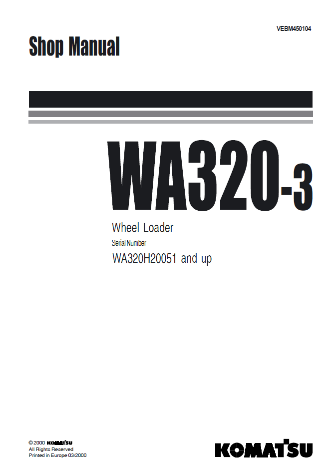 Manual de Taller Cargador Komatsu WA320-3 - WA320H20051